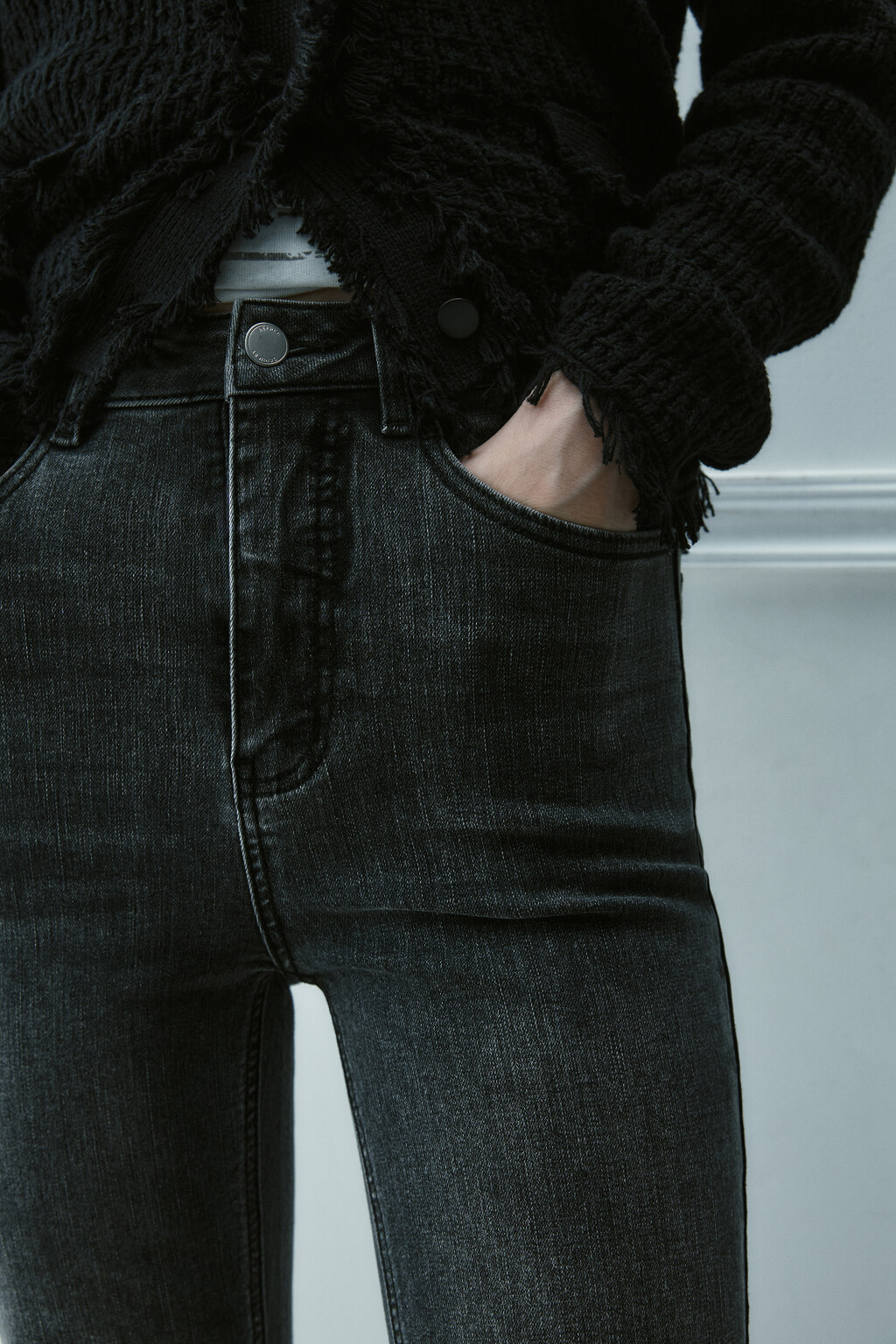 Джинсы flare расклешенные с высокой посадкой - цвет серый - 6