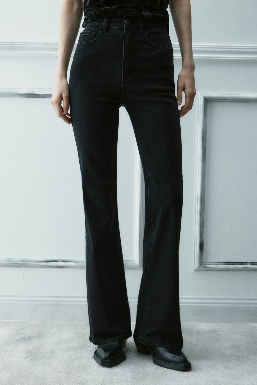 Джинсы flare расклешенные с высокой посадкой - цвет черный - 2