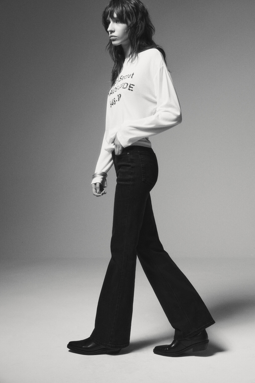 Джинсы клеш с высокой посадкой - цвет черный - 2