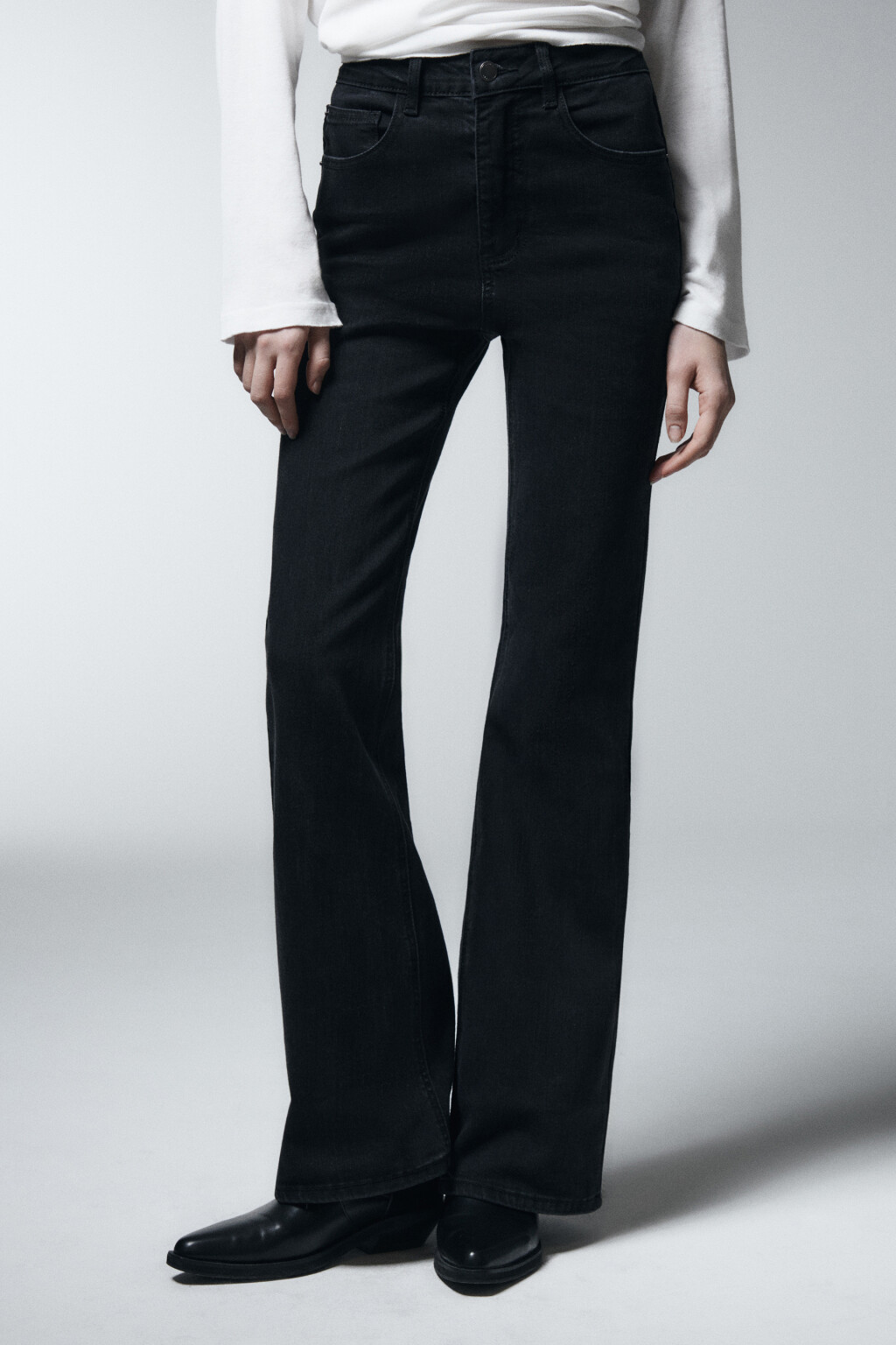 Джинсы клеш с высокой посадкой - цвет черный - 3