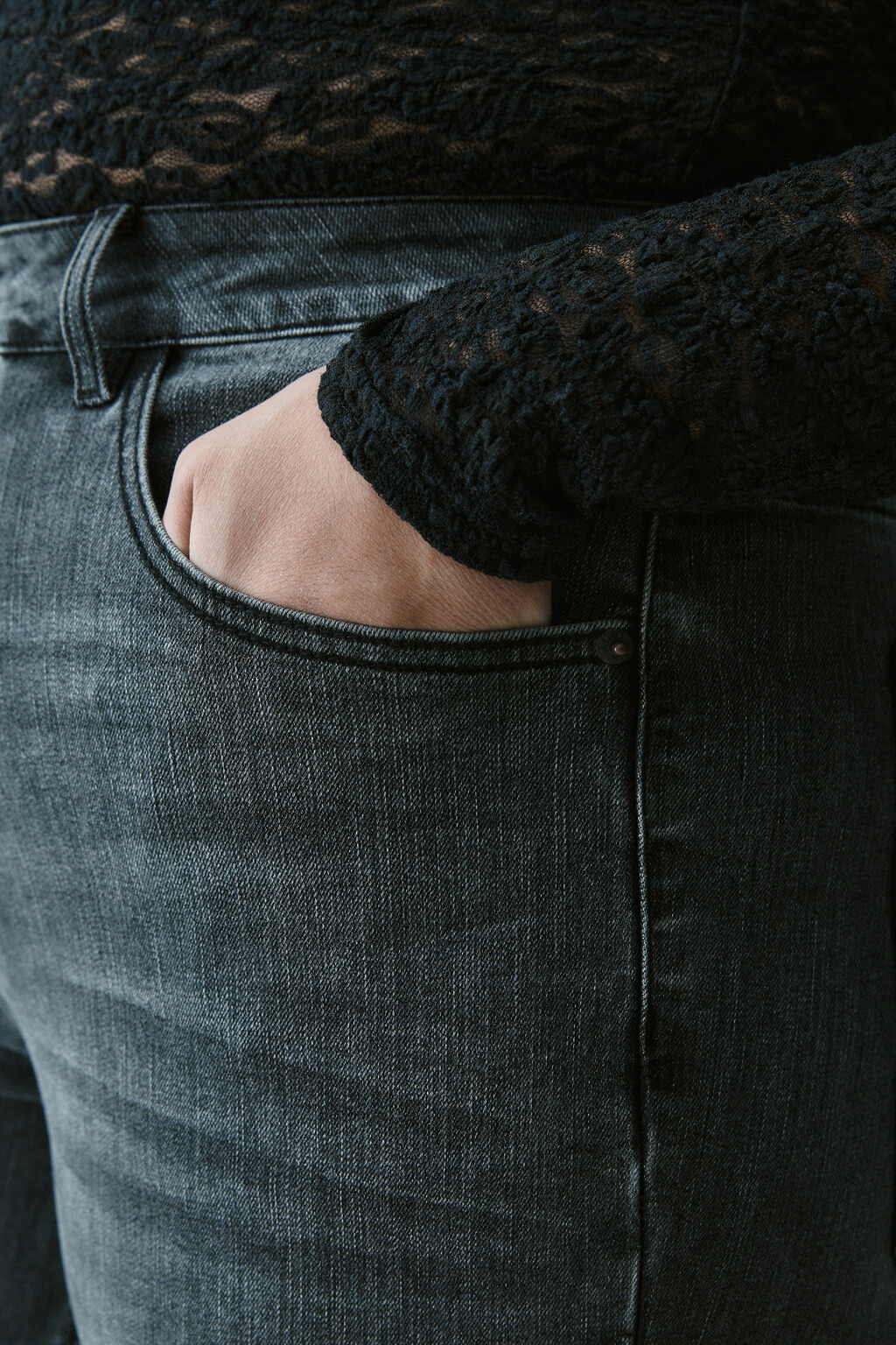 Джинсы клеш с высокой посадкой - цвет серый - 6