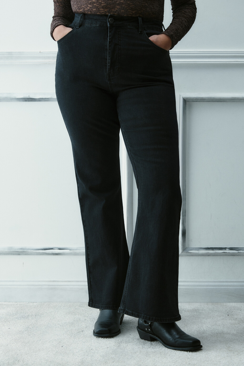 Джинсы клеш с высокой посадкой - цвет черный - 2
