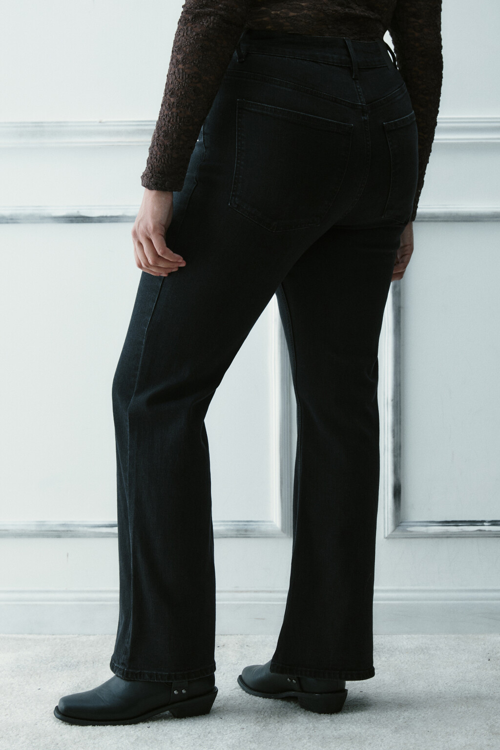 Джинсы клеш с высокой посадкой - цвет черный - 3
