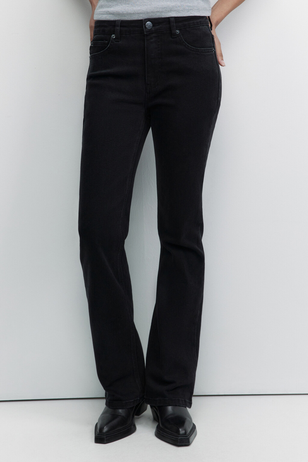Джинсы Flare расклешенные с высокой посадкой - цвет черный - 2