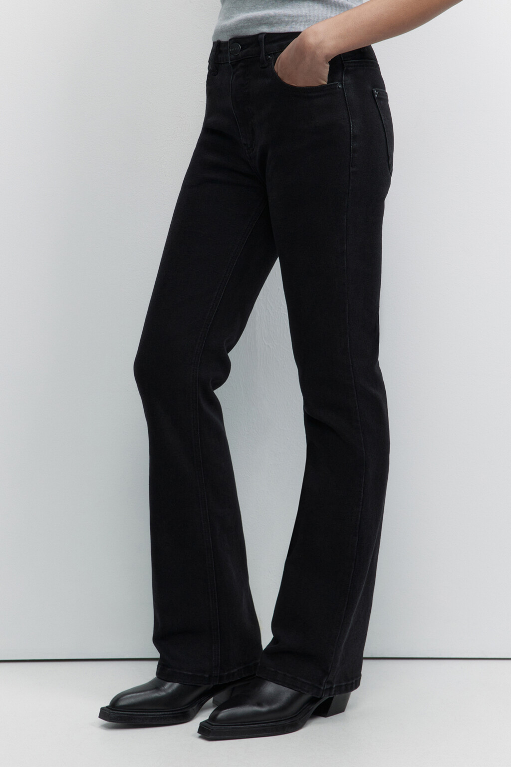 Джинсы Flare расклешенные с высокой посадкой - цвет черный - 3