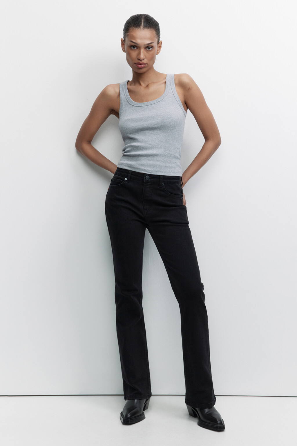 Джинсы Flare расклешенные с высокой посадкой - цвет черный - 5