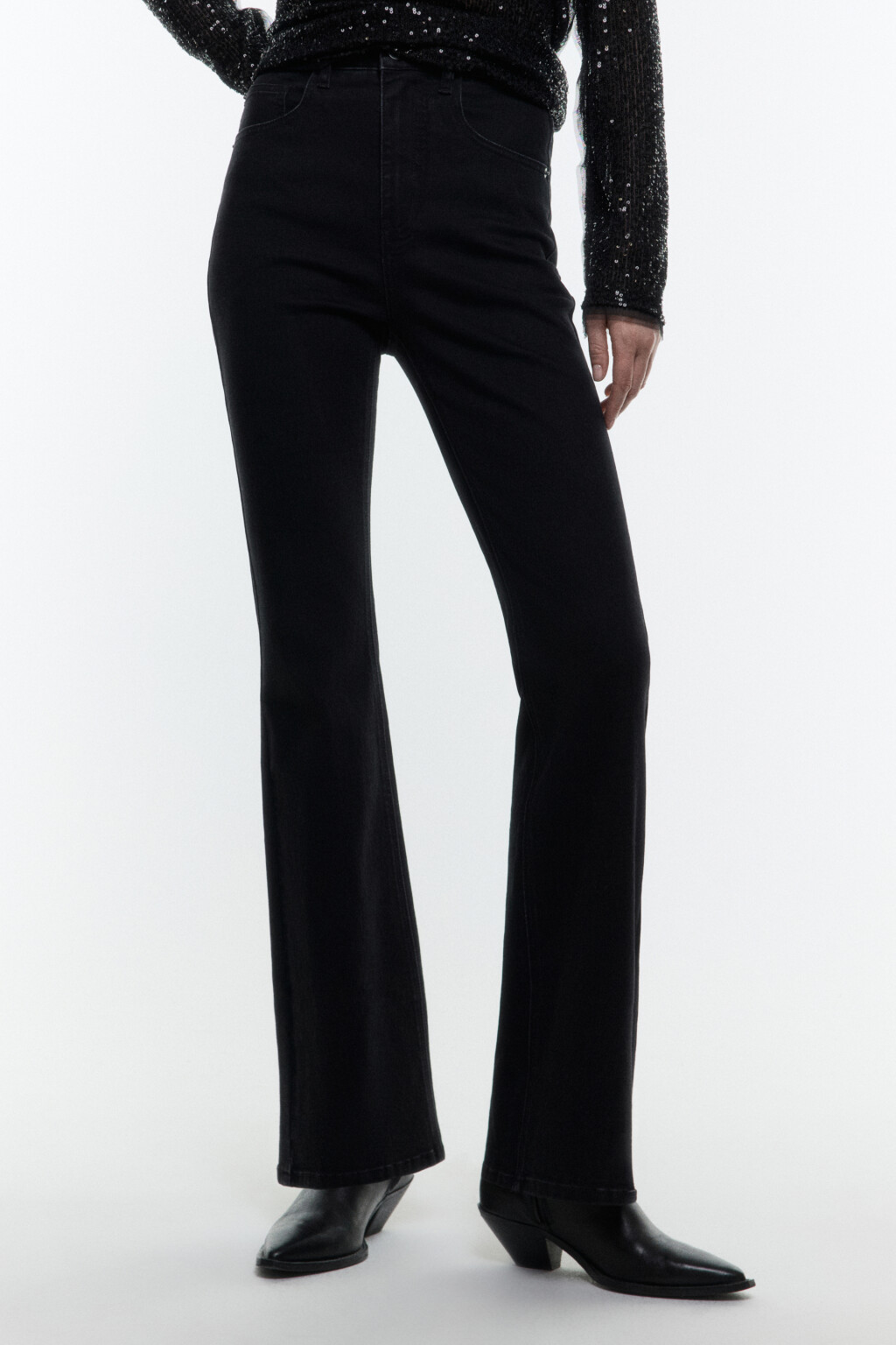 Джинсы flare расклешенные с высокой посадкой - цвет черный - 2