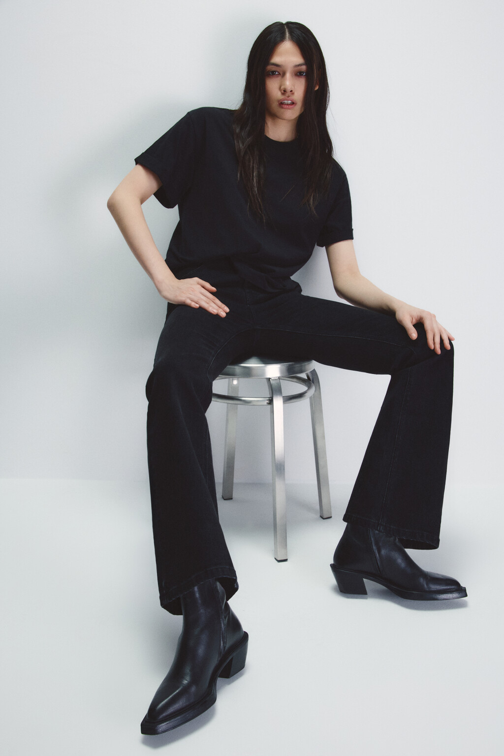 Джинсы клеш с высокой посадкой - цвет черный - 1