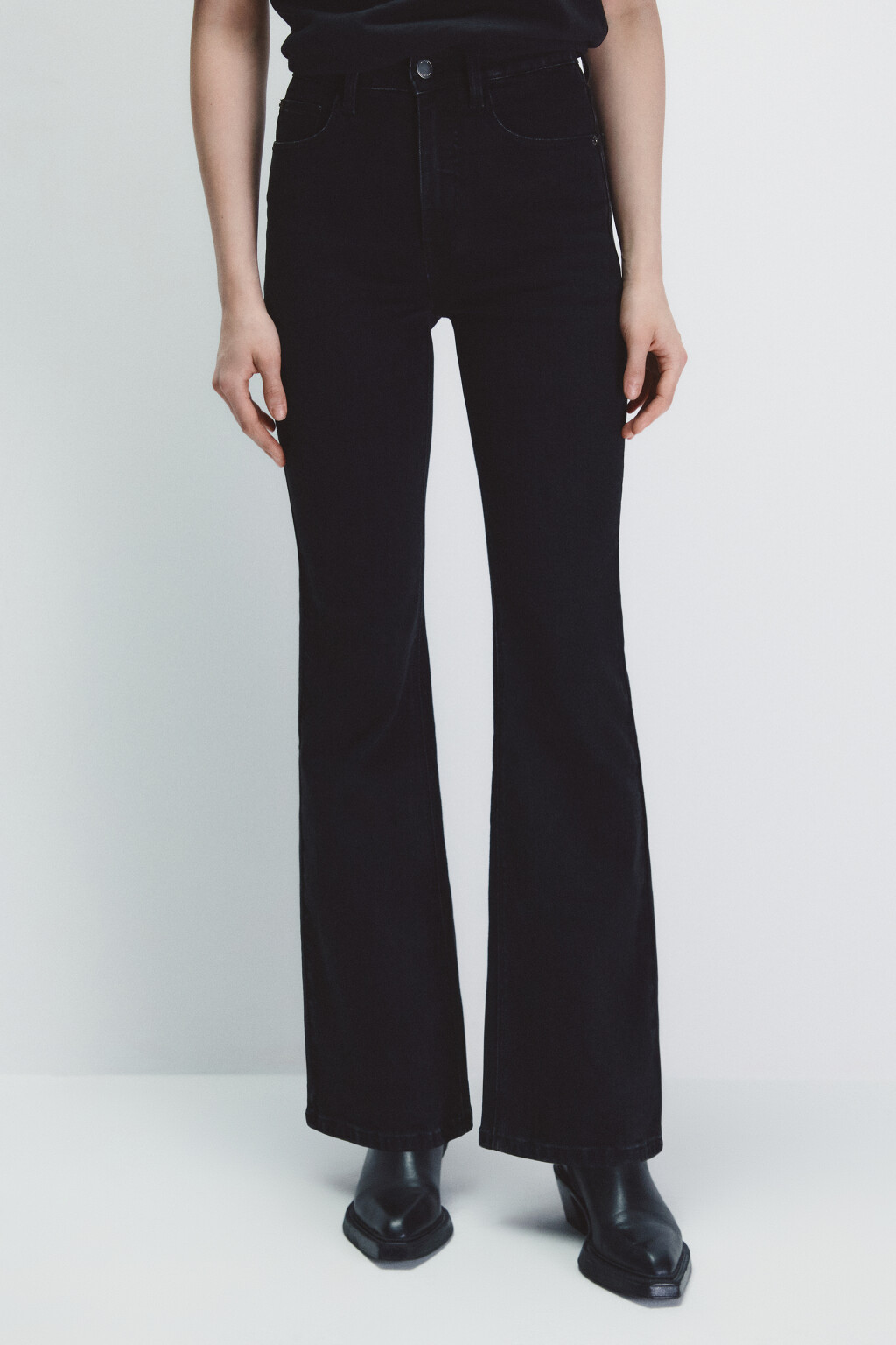 Джинсы клеш с высокой посадкой - цвет черный - 2