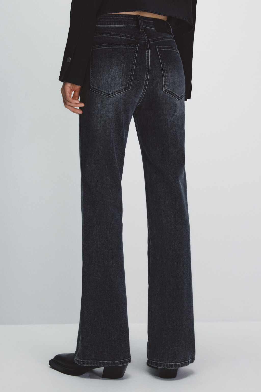 Джинсы клеш с высокой посадкой - цвет серый - 2