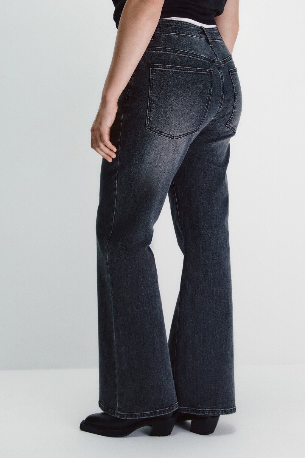 Джинсы клеш с высокой посадкой - цвет серый - 3