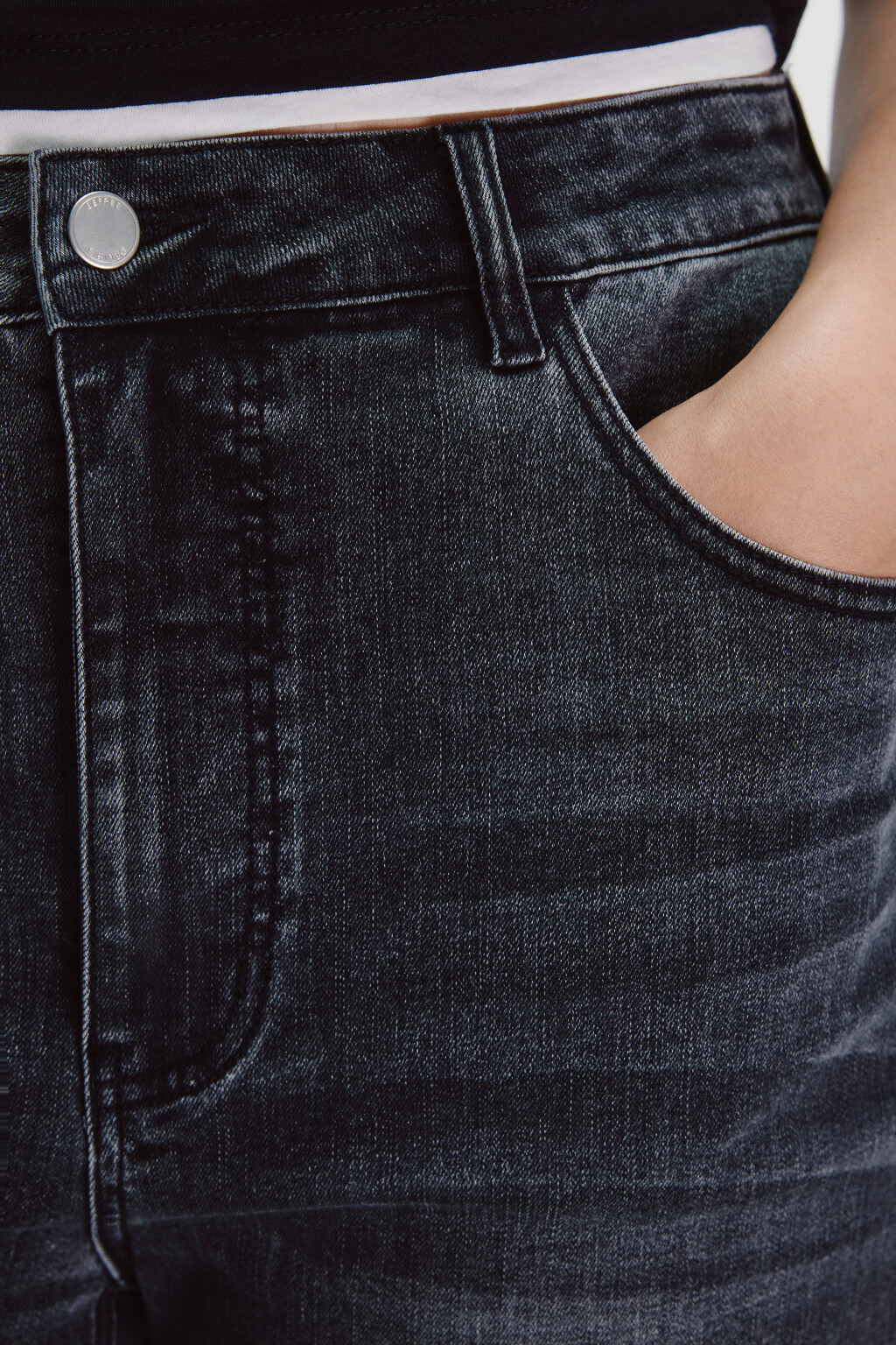 Джинсы клеш с высокой посадкой - цвет серый - 5