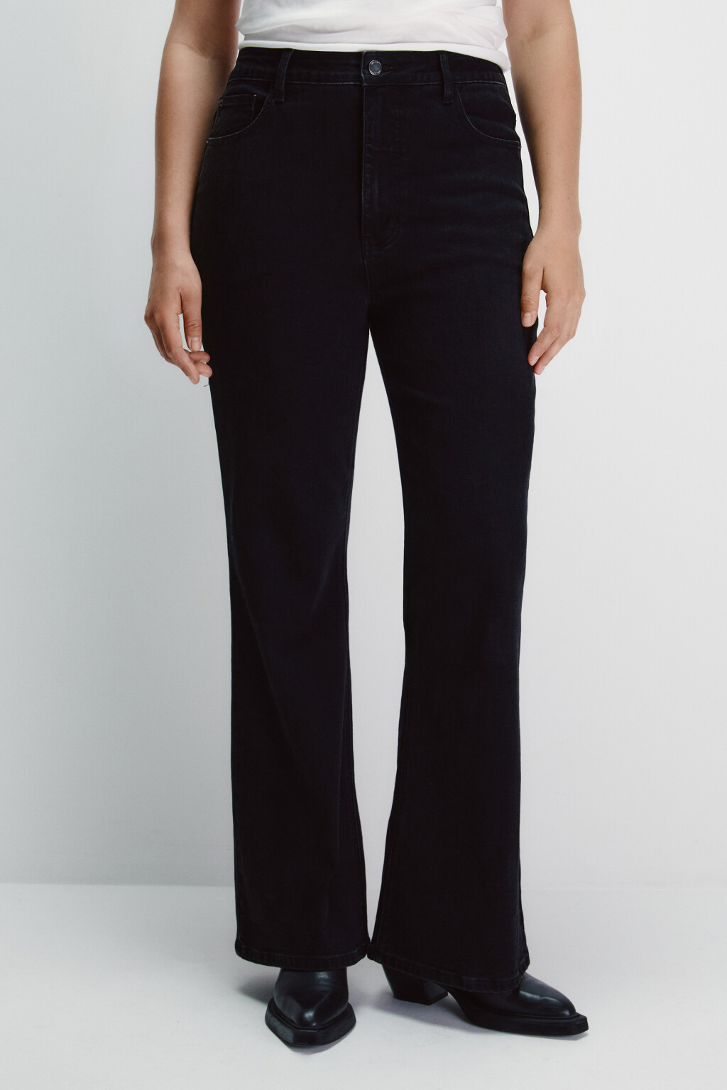 Джинсы клеш с высокой посадкой - цвет черный - 3