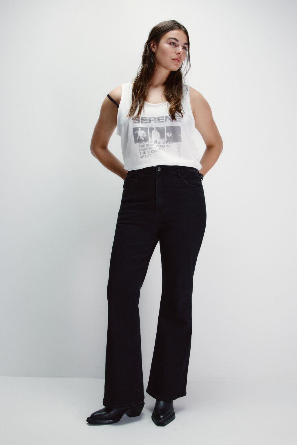 Джинсы клеш с высокой посадкой - цвет черный - 5