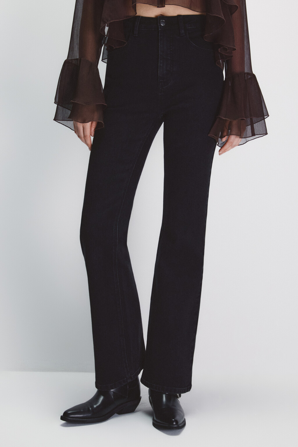 Джинсы клеш с высокой посадкой - цвет черный - 2