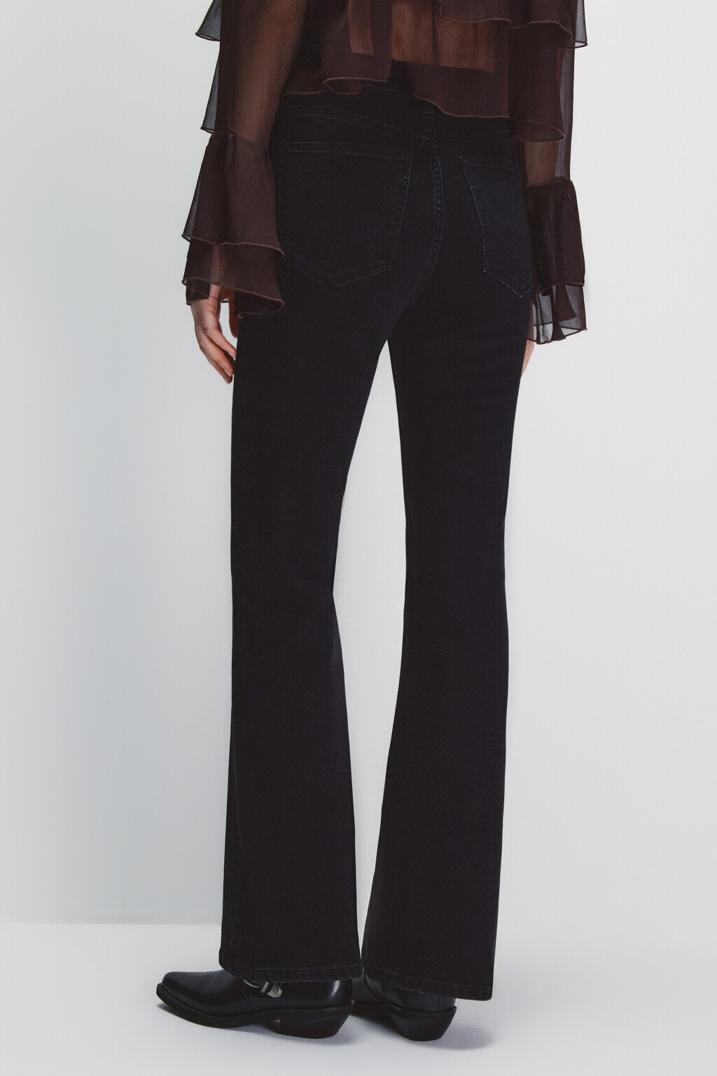 Джинсы клеш с высокой посадкой - цвет черный - 3