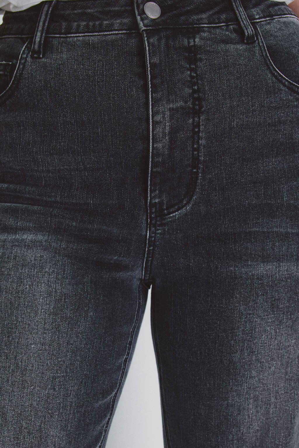 Джинсы клеш с высокой посадкой - цвет серый - 5