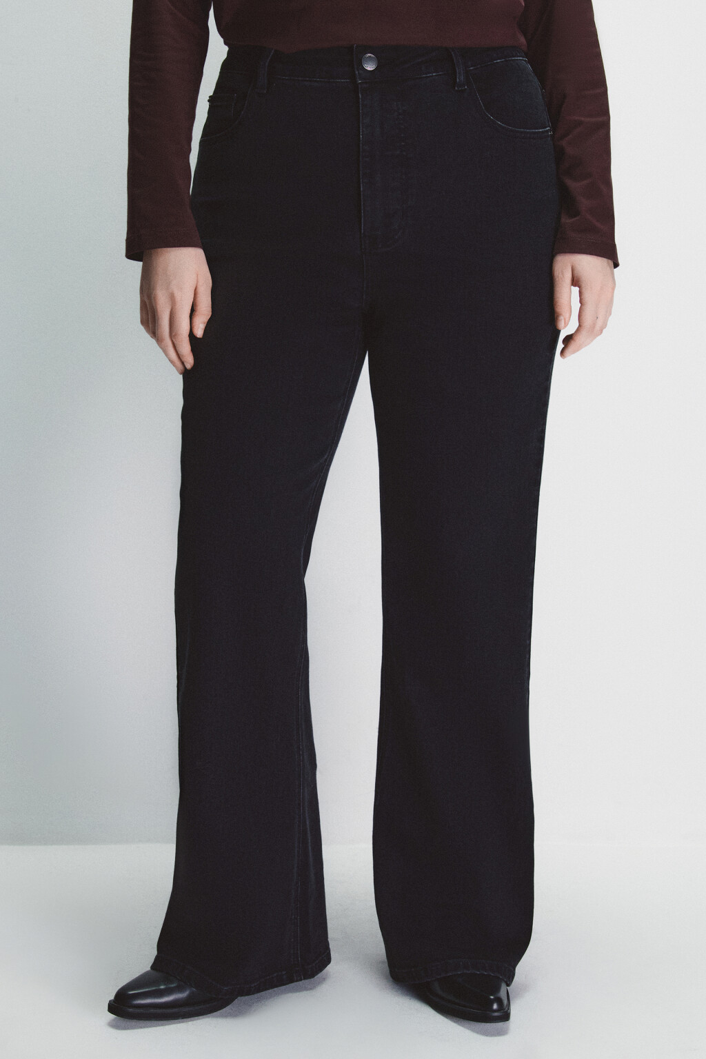 Джинсы клеш с высокой посадкой - цвет черный - 2