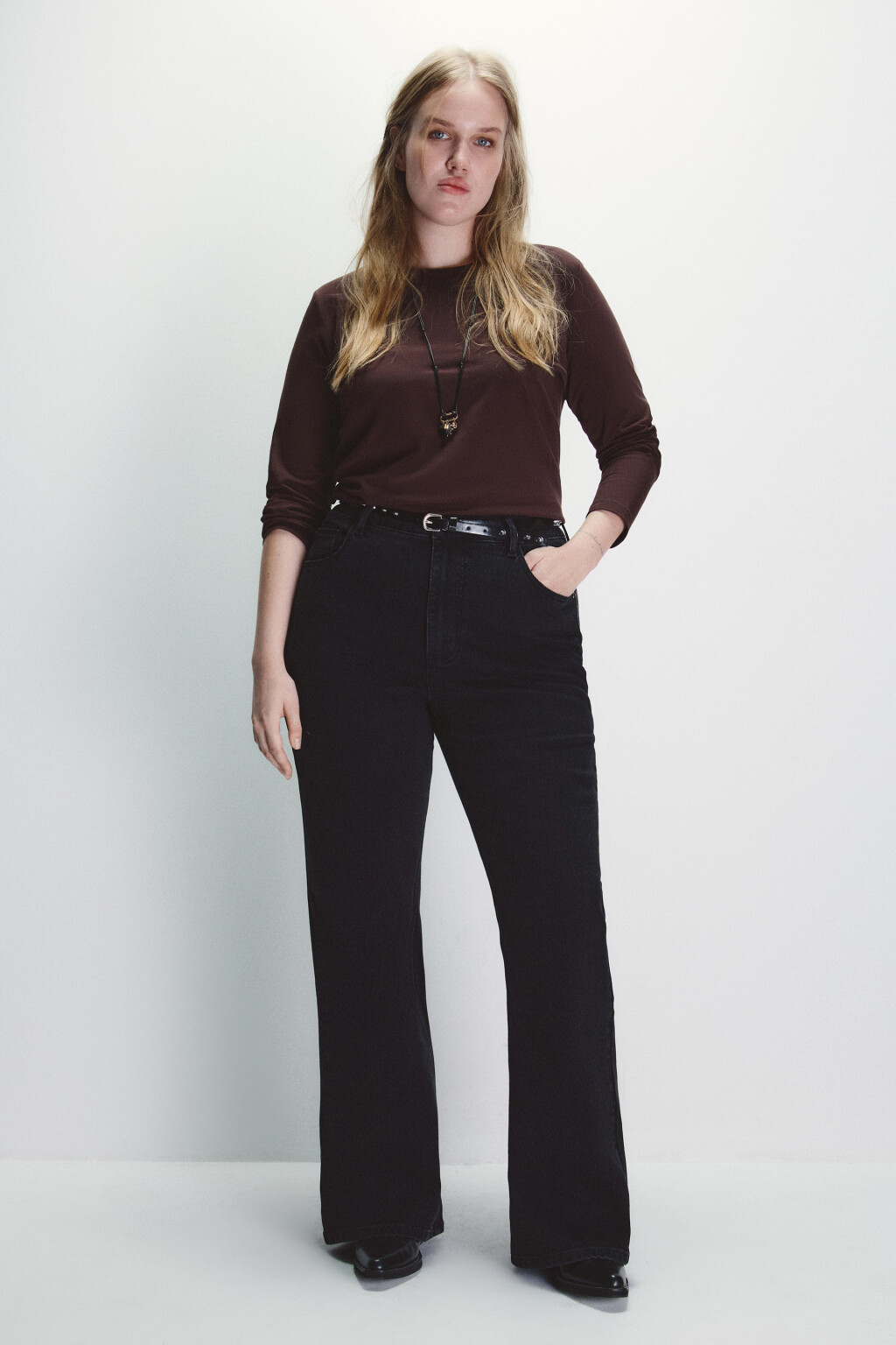 Джинсы клеш с высокой посадкой - цвет черный - 4