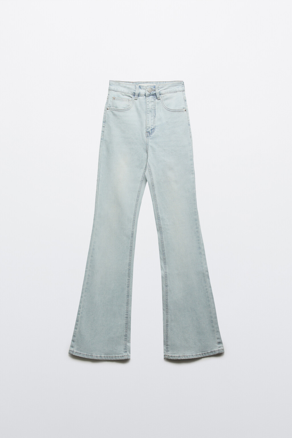 Джинсы клеш с высокой посадкой - цвет голубой - 4