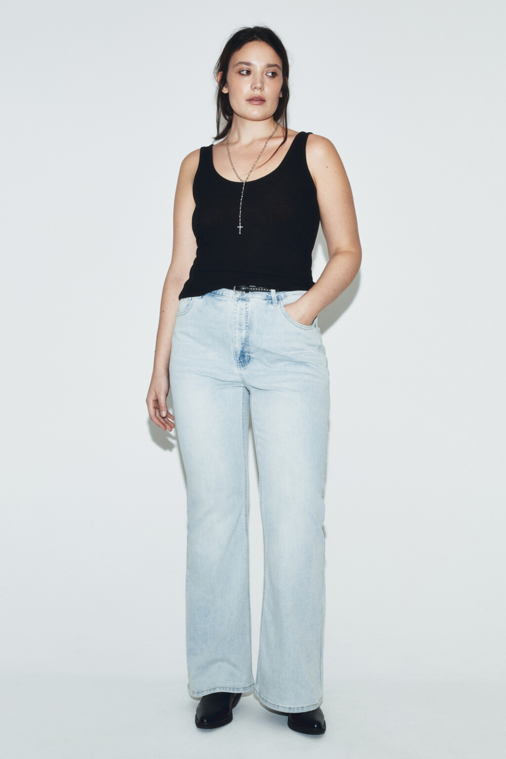 Джинсы клеш с высокой посадкой - цвет голубой - 5