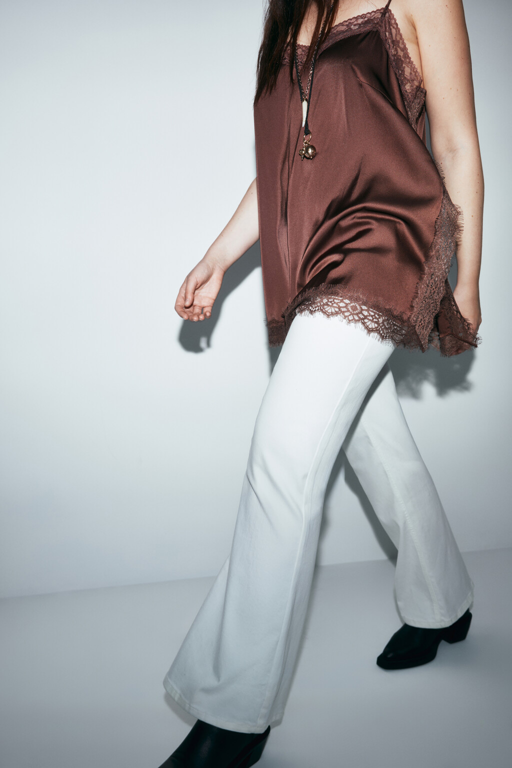 Джинсы клеш с высокой посадкой - цвет белый - 1