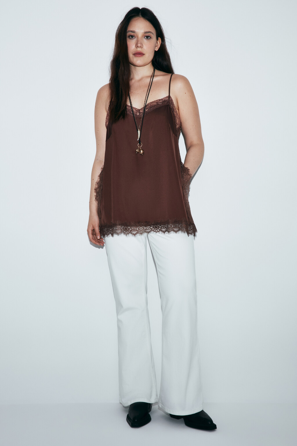 Джинсы клеш с высокой посадкой - цвет белый - 5