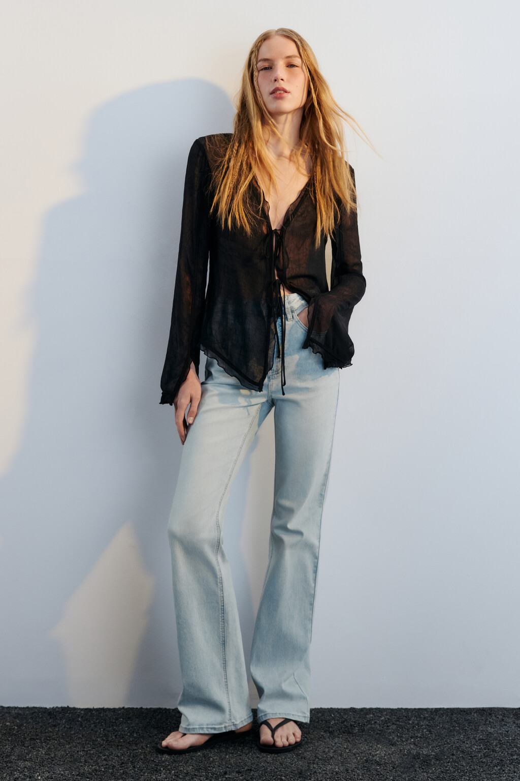 Джинсы клеш с высокой посадкой - цвет голубой - 5