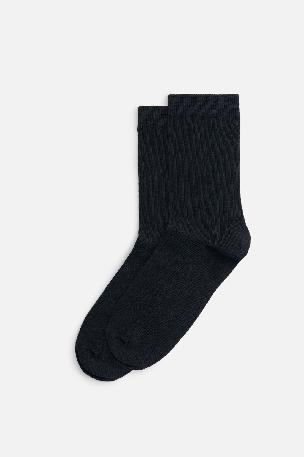 Носки высокие хлопковые в рубчик - цвет черный - 1