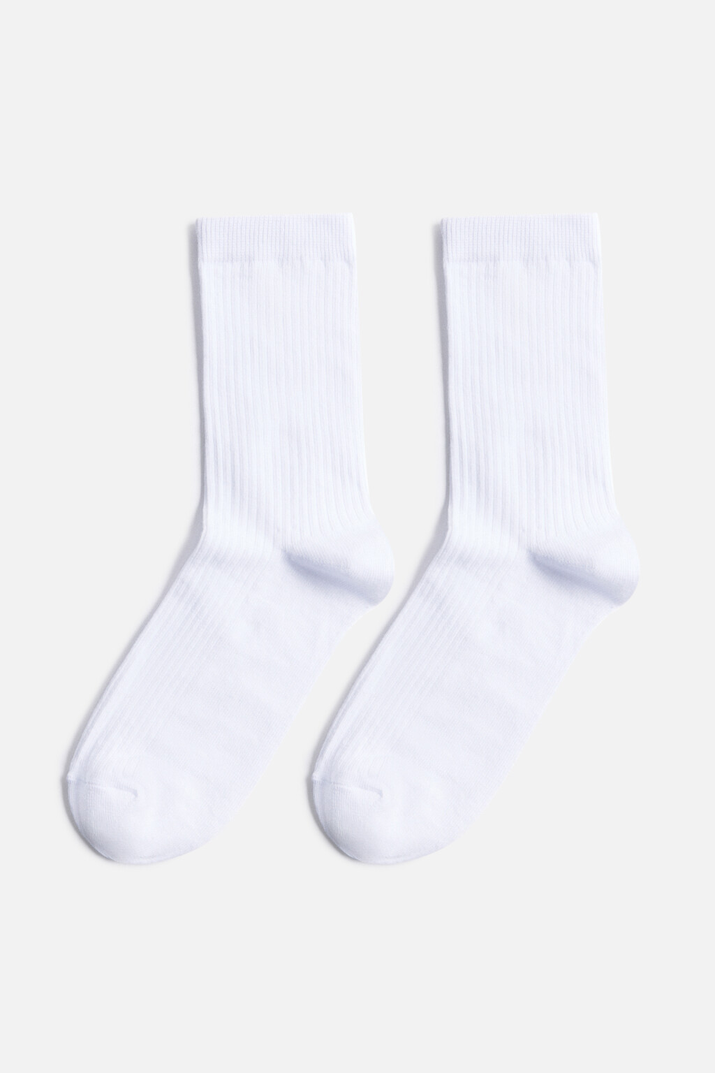 Носки высокие базовые в рубчик - цвет белый - 1