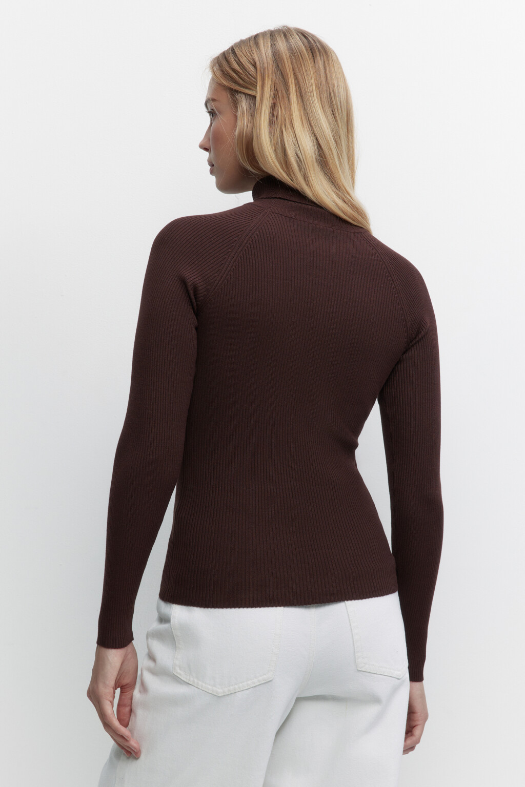 Водолазка GINA вискозная с рукавами реглан - цвет коричневый - 3
