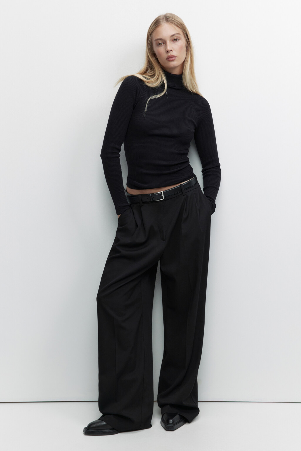 Водолазка GINA вискозная с рукавами реглан - цвет черный - 1