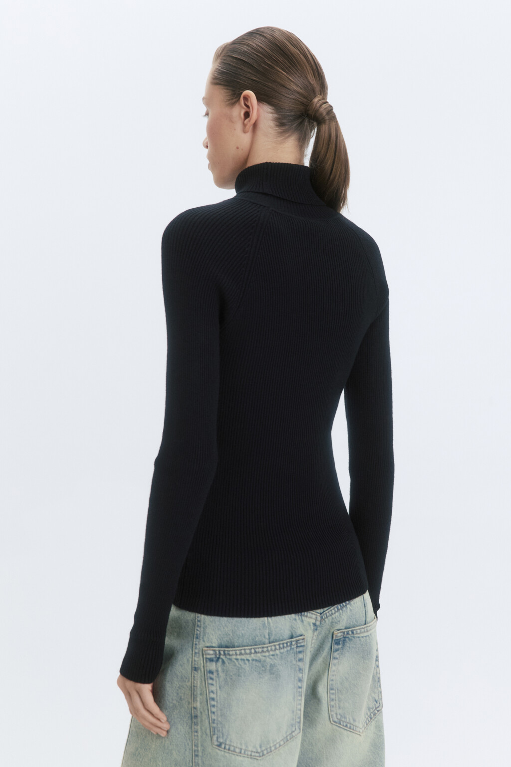 Водолазка GINA вискозная тонкой вязки - цвет черный - 5