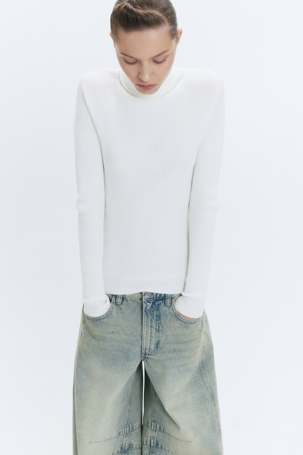 Водолазка GINA вискозная тонкой вязки - цвет молочный - 1