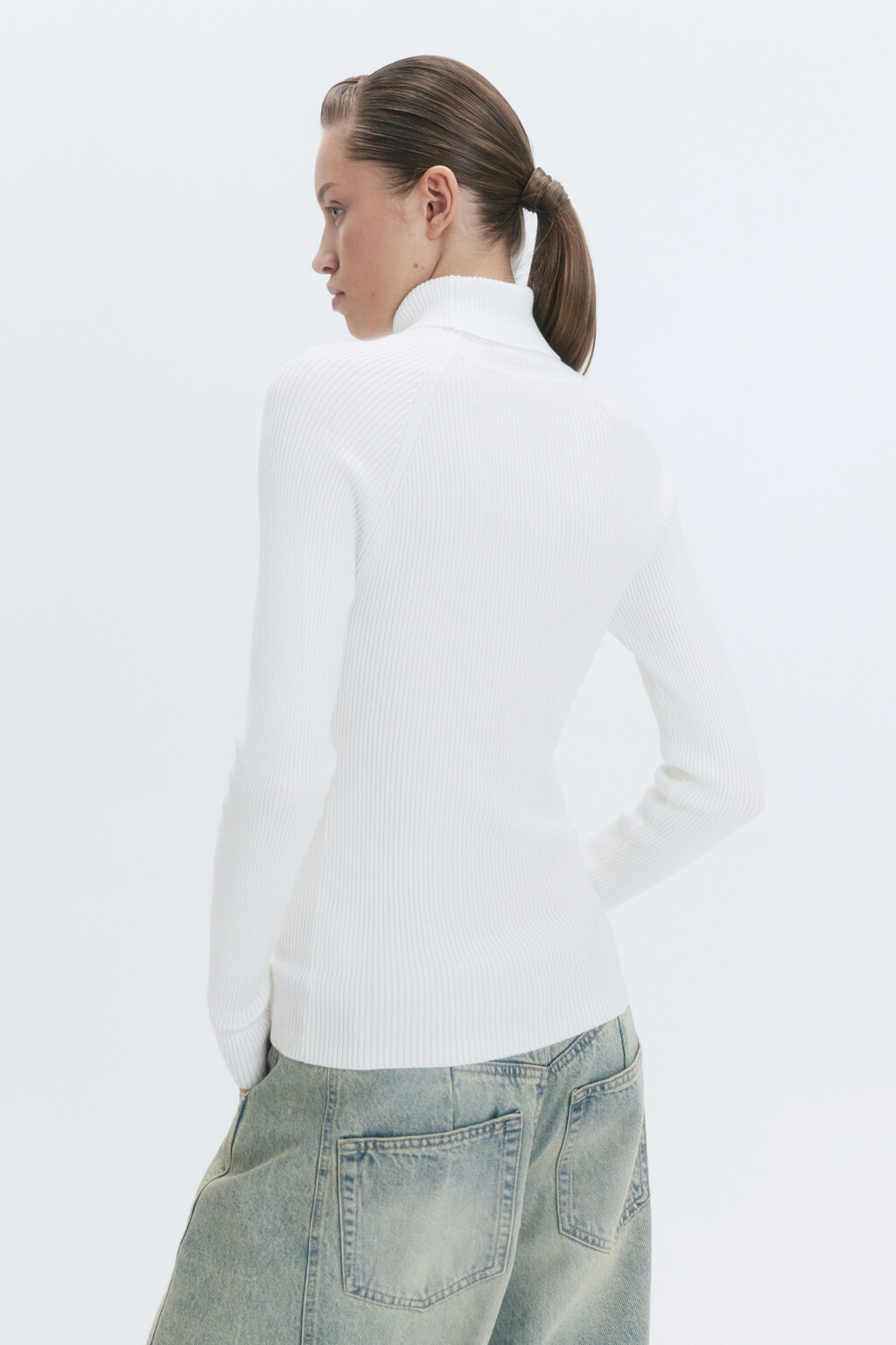 Водолазка GINA вискозная тонкой вязки - цвет молочный - 4