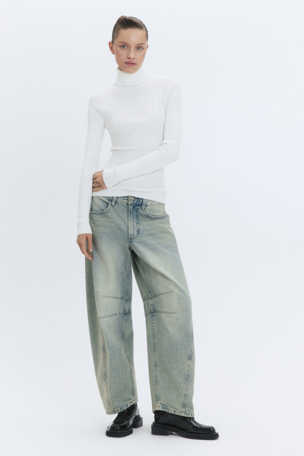 Водолазка GINA вискозная тонкой вязки - цвет молочный - 5