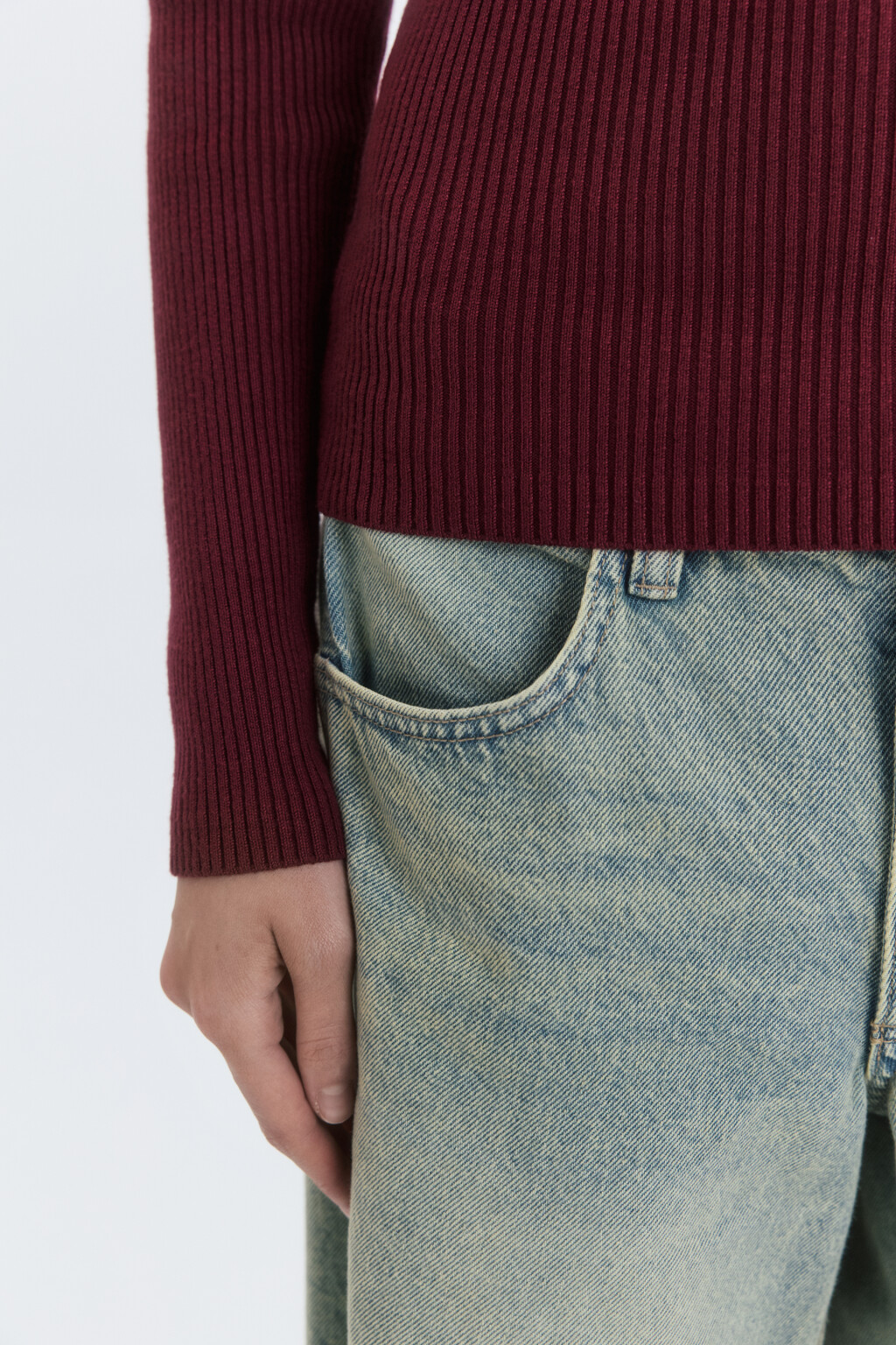 Водолазка GINA вискозная тонкой вязки - цвет бордовый - 7