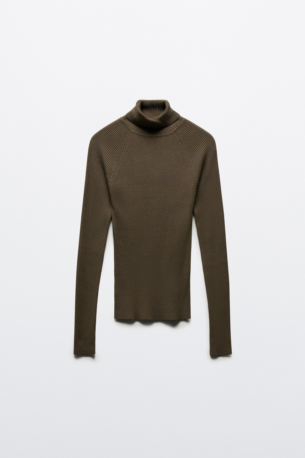 Водолазка вискозная в рубчик - цвет зеленый - 8