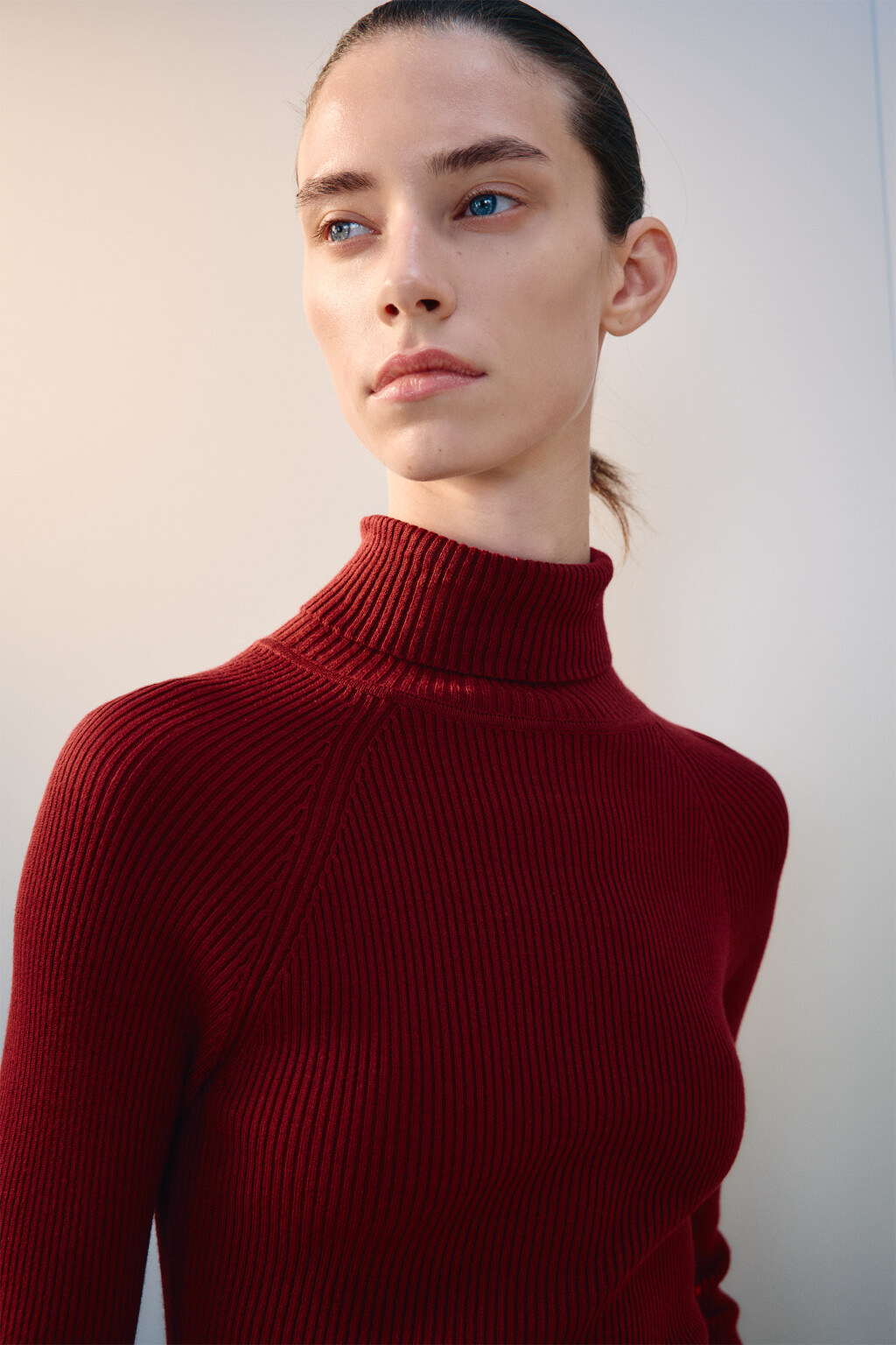 Водолазка вискозная в рубчик - цвет бордовый - 6