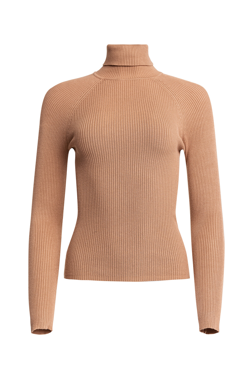 Водолазка трикотажная в рубчик с длинными рукавами - цвет коричневый - 8