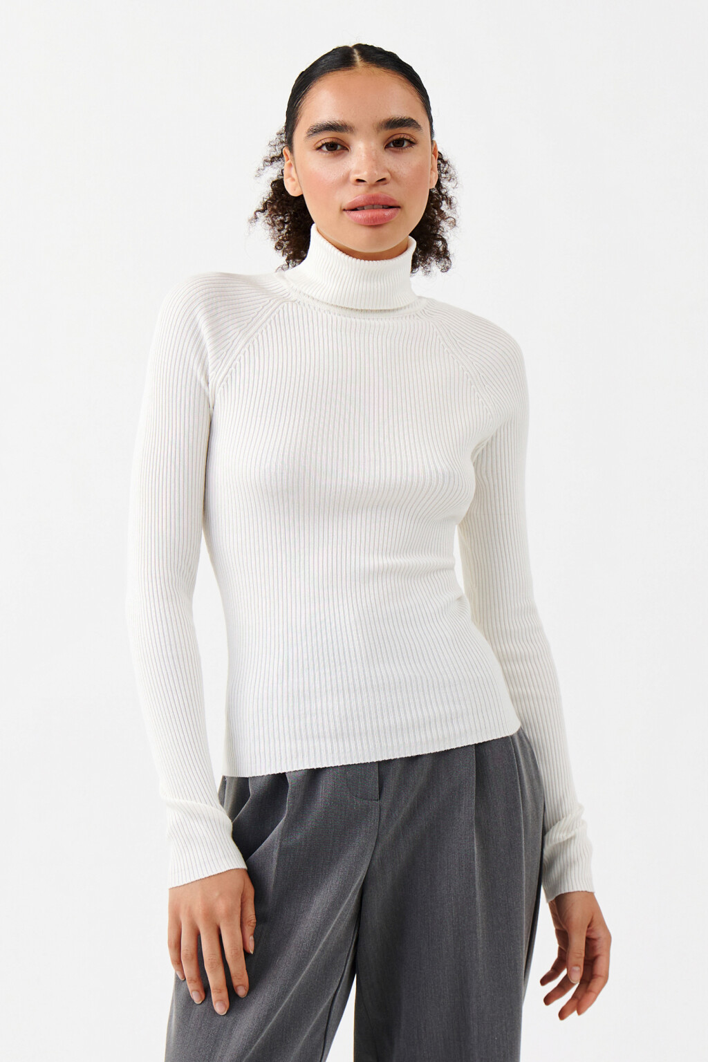 Водолазка вискозная с рукавами реглан - цвет бежевый - 1