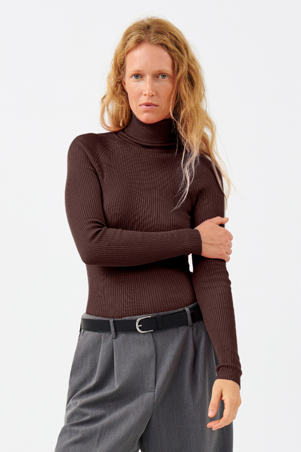 Водолазка вискозная с рукавами реглан - цвет бордовый - 1