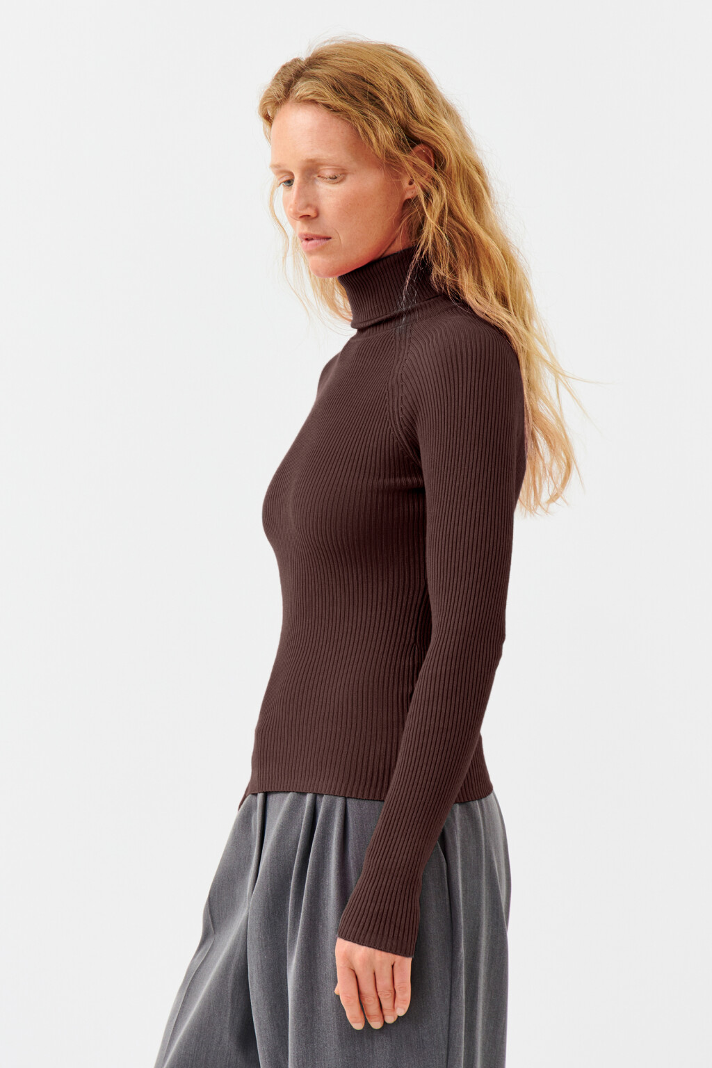 Водолазка вискозная с рукавами реглан - цвет бордовый - 2