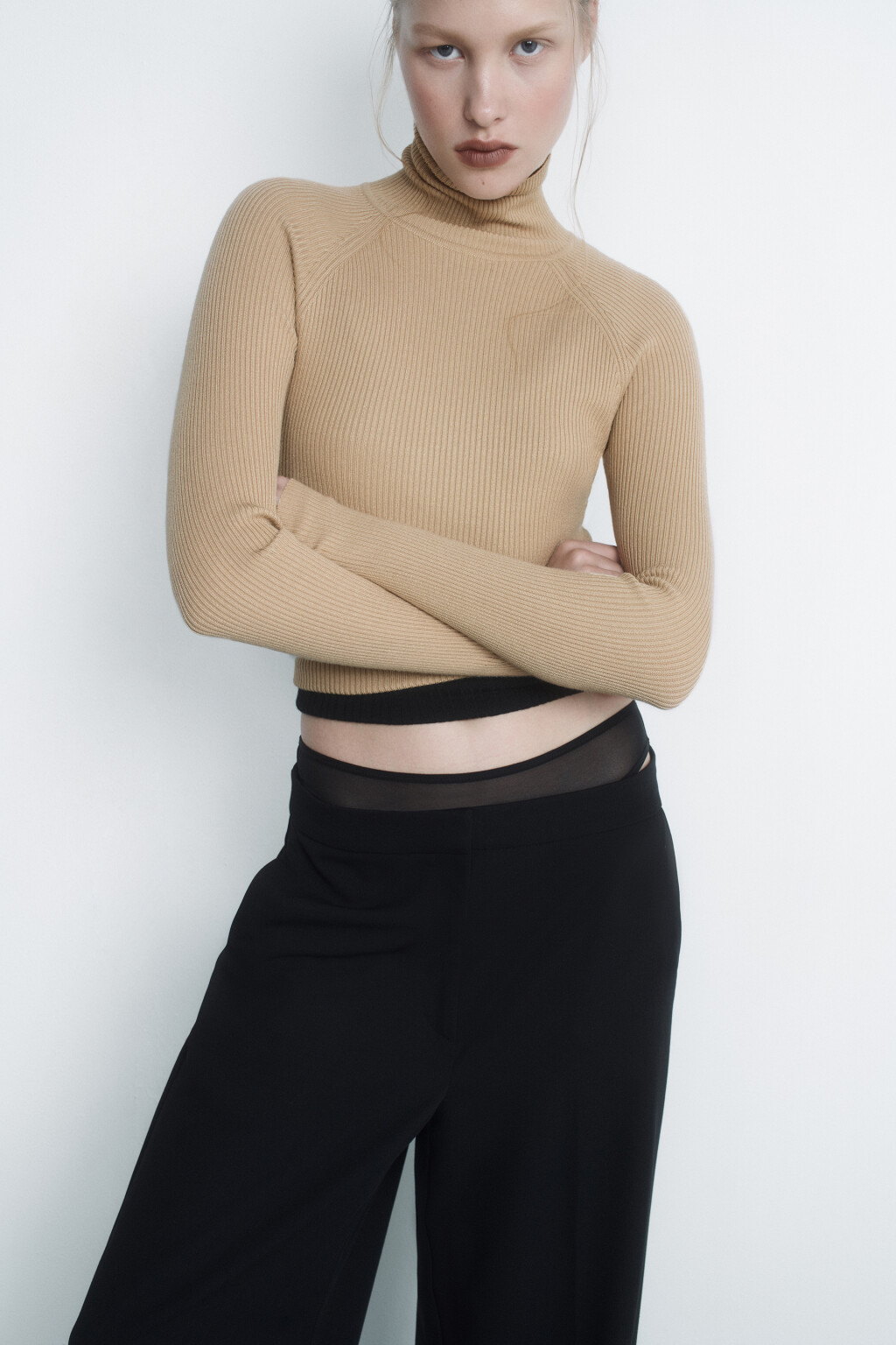 Водолазка GINA вискозная с рукавами реглан - цвет бежевый - 10