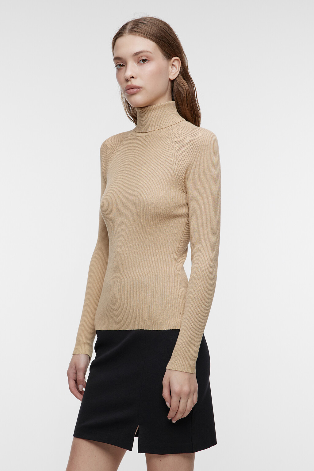 Водолазка GINA вискозная с рукавами реглан - цвет бежевый - 3