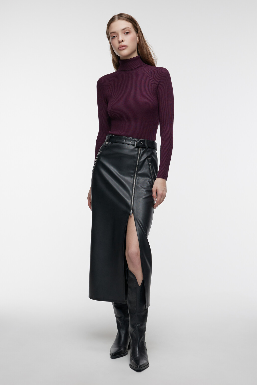 Водолазка GINA вискозная с рукавами реглан - цвет фиолетовый - 1