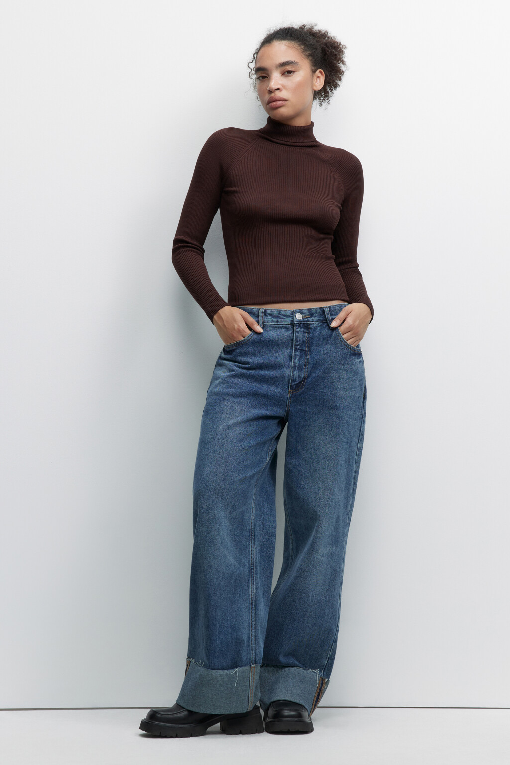 Водолазка GINA вискозная с рукавами реглан - цвет коричневый - 4