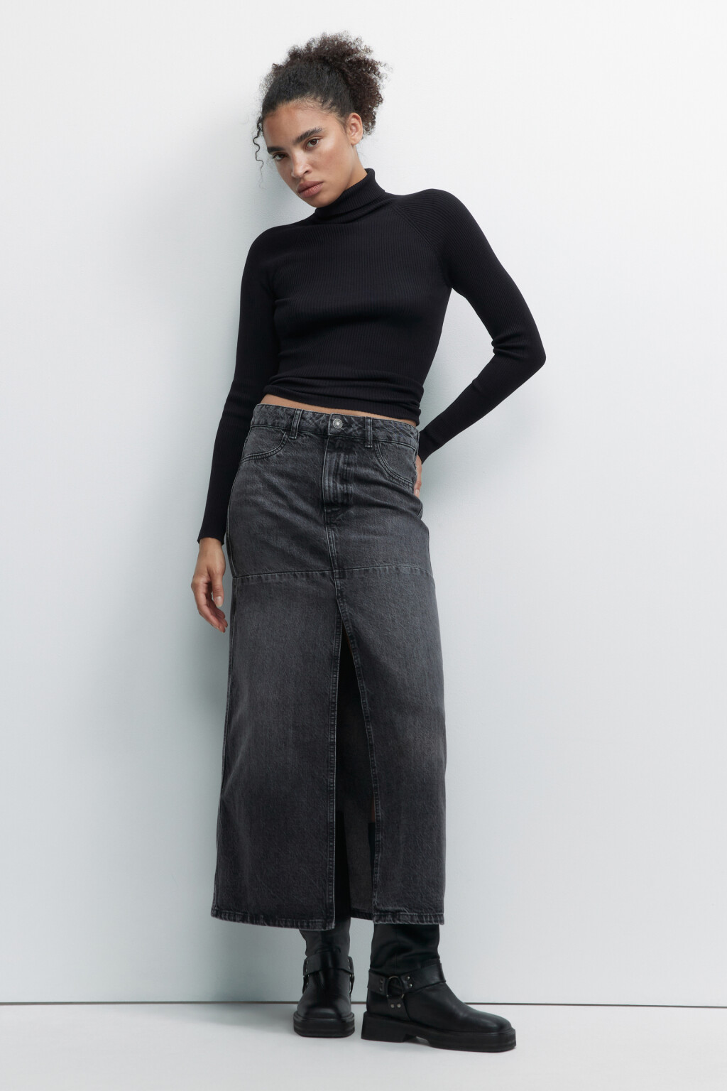 Водолазка GINA вискозная с рукавами реглан - цвет черный - 4