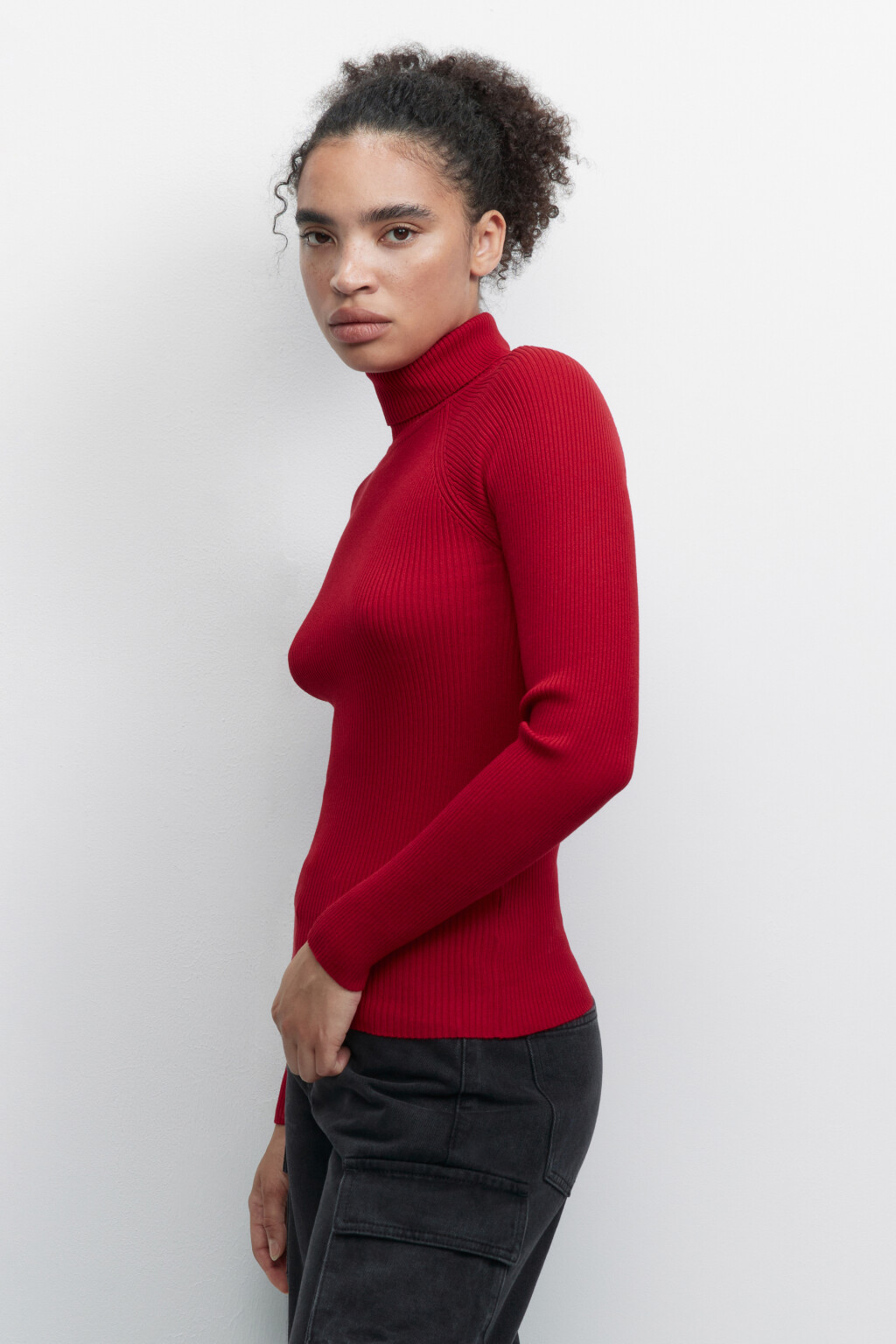 Водолазка GINA вискозная с рукавами реглан - цвет красный - 3