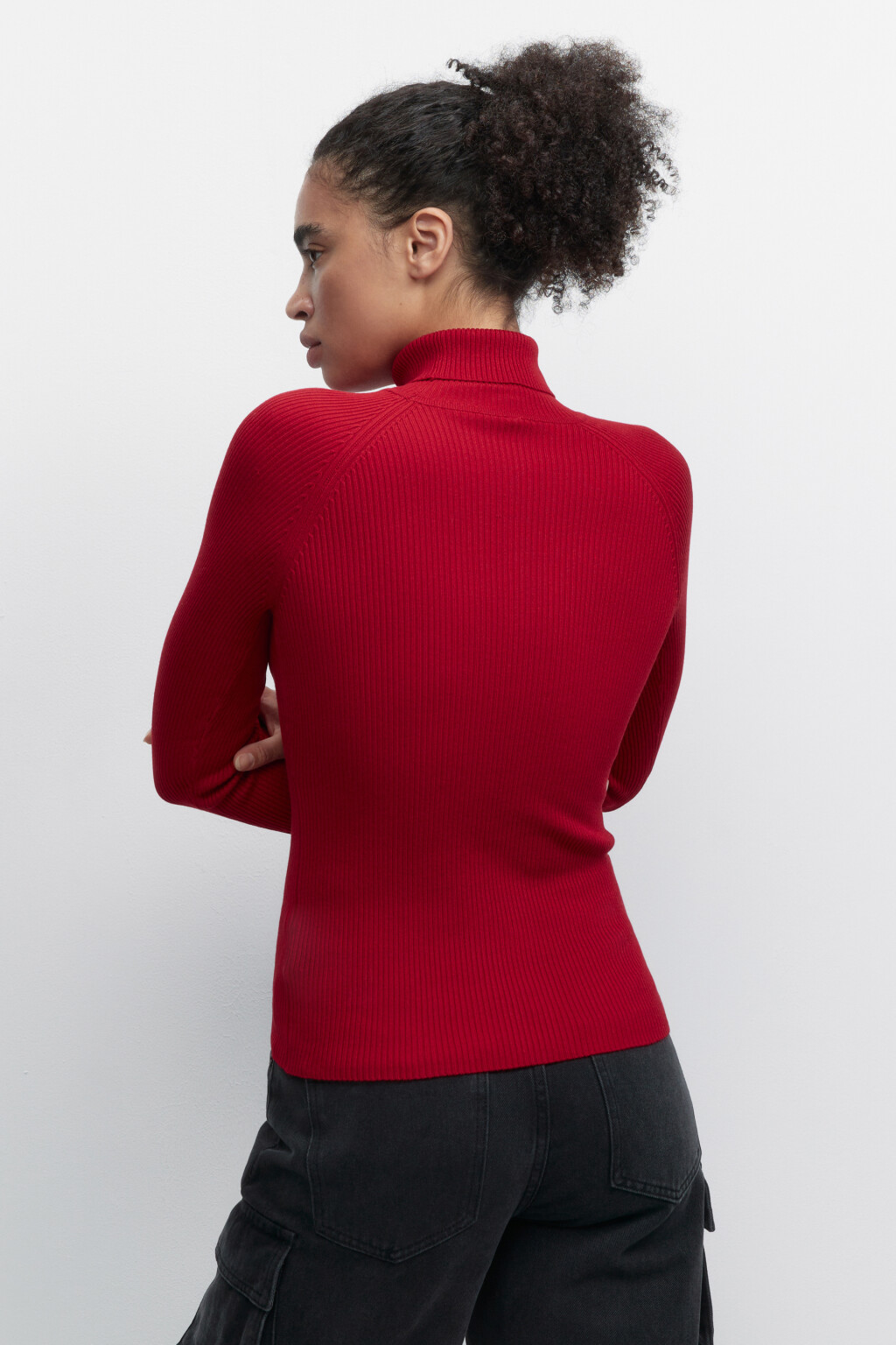 Водолазка GINA вискозная с рукавами реглан - цвет красный - 4